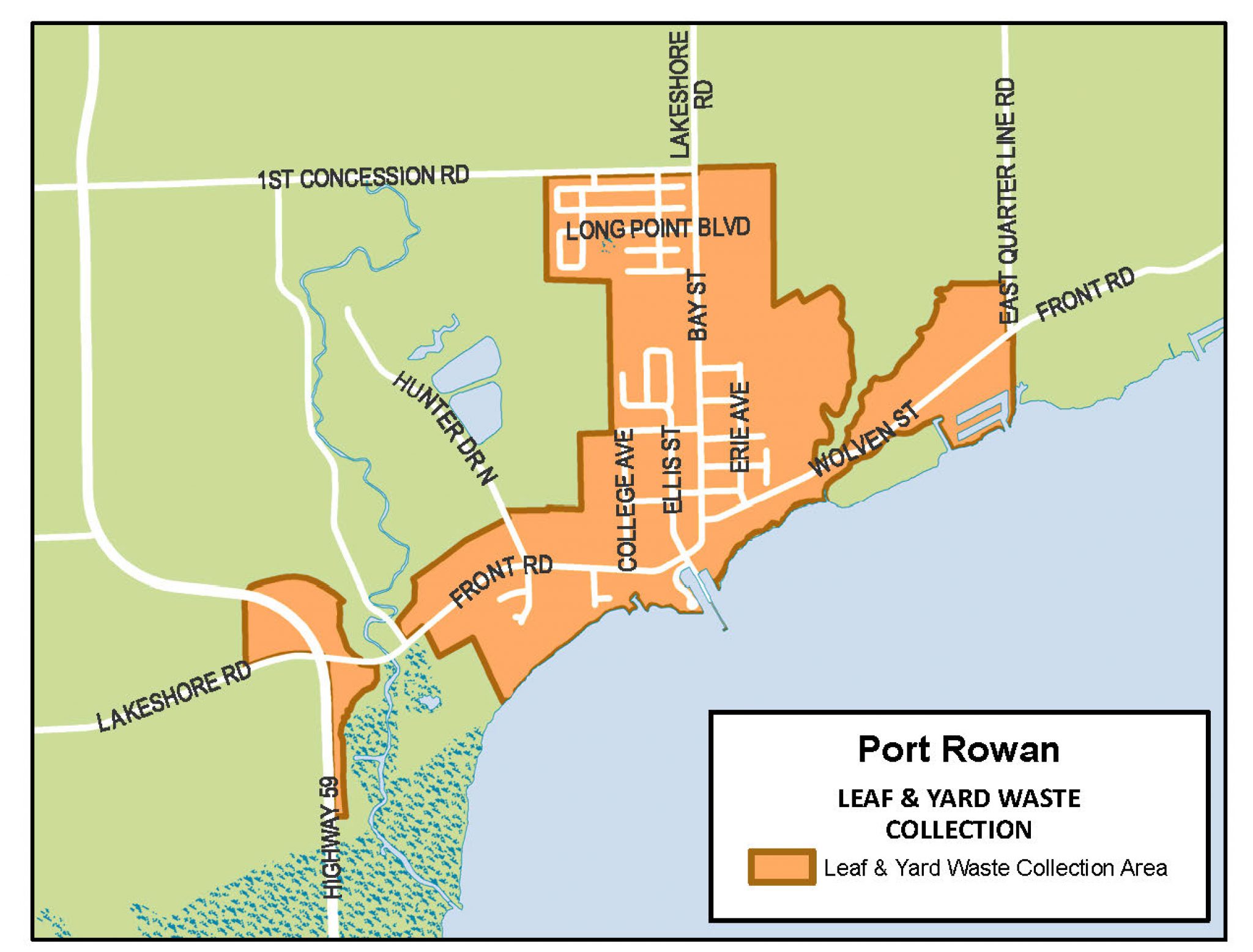 Map of leaf and yard waste in Port Rowan