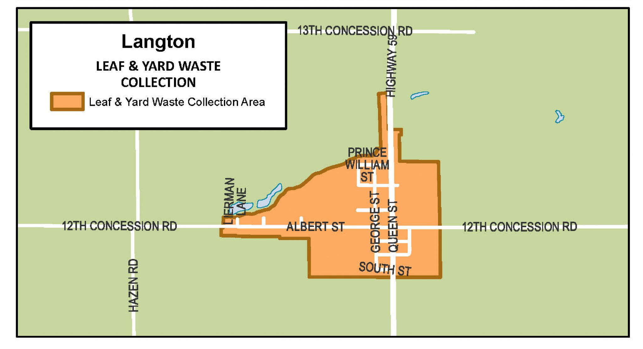 Map of leaf and yard waste in Langton