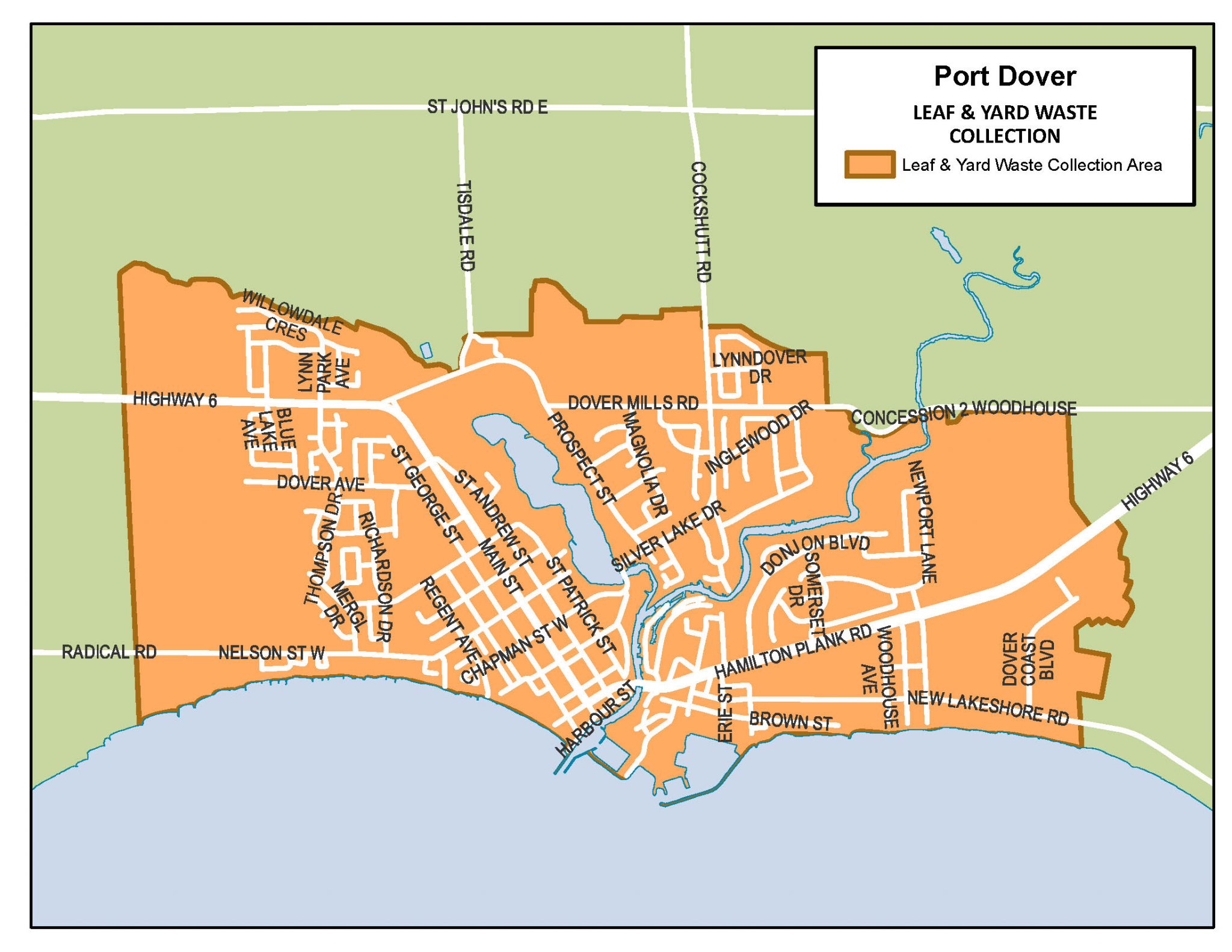 Map of leaf and yard waste in Port Dover