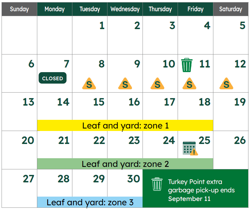 September waste Calendar