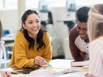 Group of teens in discussions