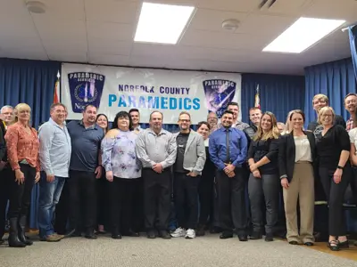 Paramedics gathered together for group photo at the Norfolk County Paramedics award ceremony.