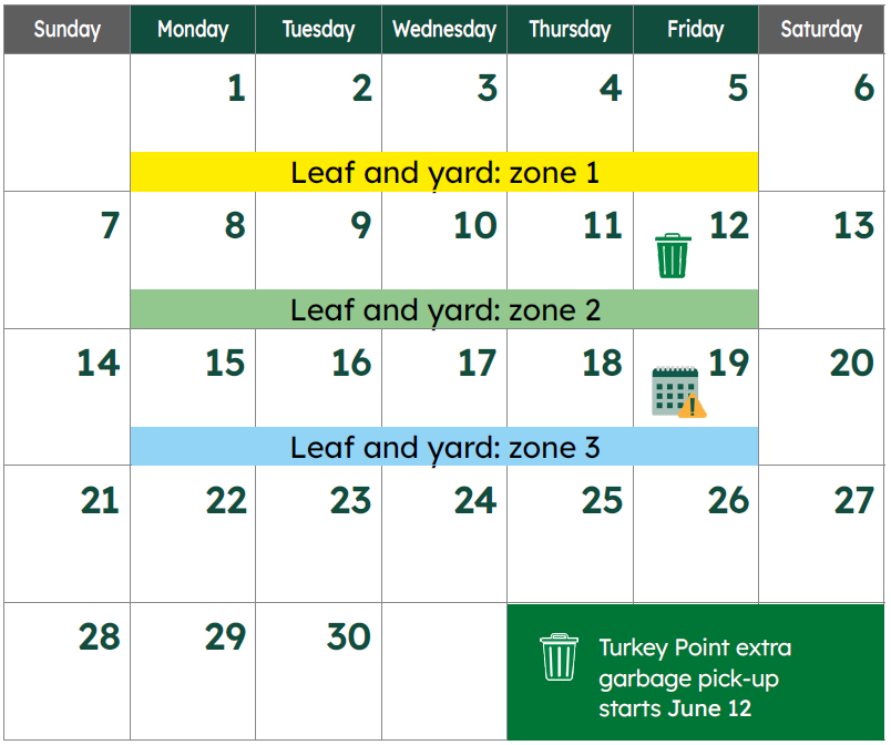 June waste calendar