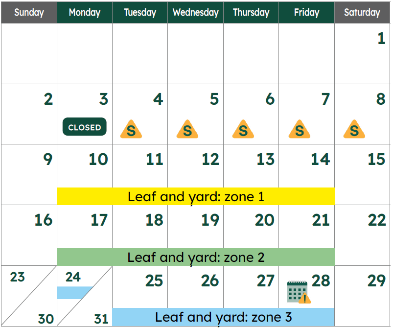 August waste calendar